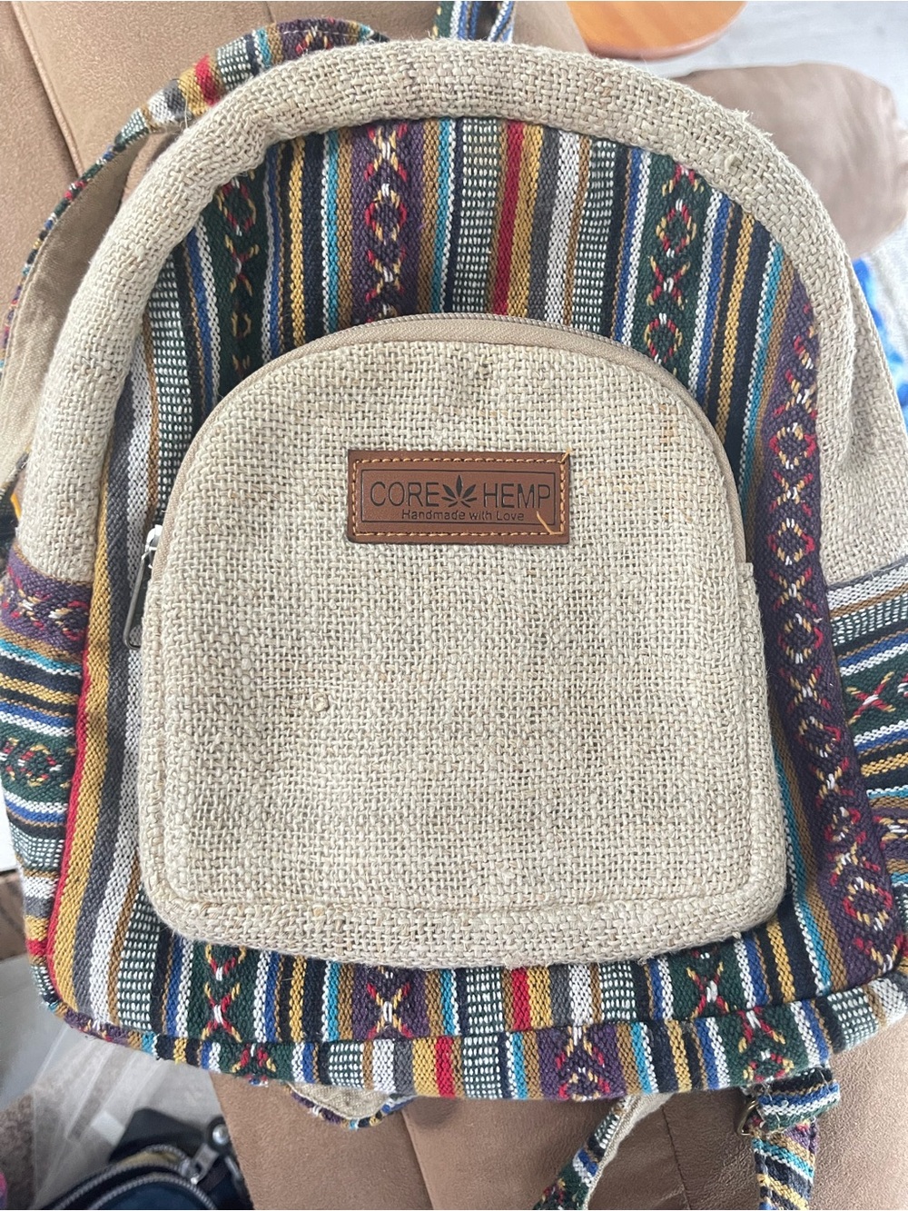 Natural Multi-Color Woven Backpack - Picture 7 of 12